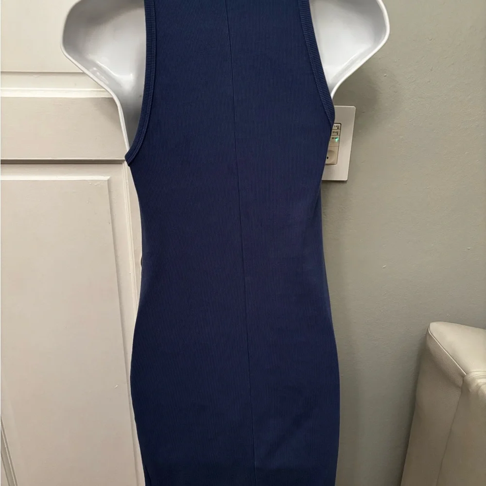 Women's M Old Navy tank dress blue ribbed - Picture 2 of 2